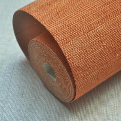 China Free Sample Grasscoth Furniture Orange Sisal Wallpaper Modern Designs Living Room Curtains Wallpaper for sale