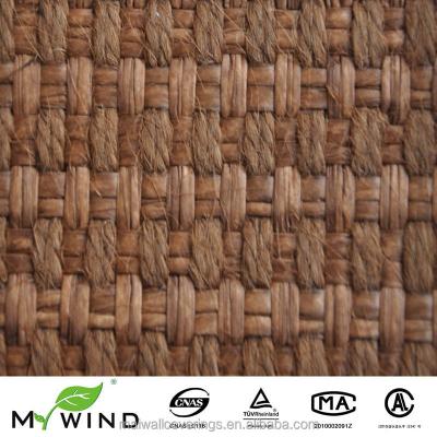 China CLASSIC natural textured brown grasscloth rattan wallpaper for hotel decoration for sale