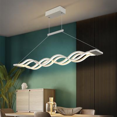 China Minimalist Nordic Postmodern Creative Wave LED Linear Strip Chandelier Simple Bedroom Living Room Kitchen Dining Office Pendant Lights for sale