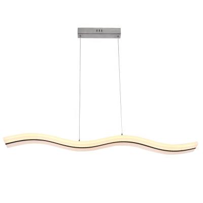 China Minimalist Ready to ship modern nordic 36W wavy white led linear hanging lamps kitchen long pendant lights dining room chandeliers for sale