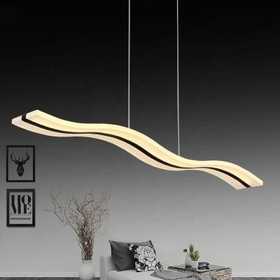 China Minimalist Ready to ship modern contemporary 36W wavy white led linear hanging lamps kitchen long pendant lights meeting room chandeliers for sale