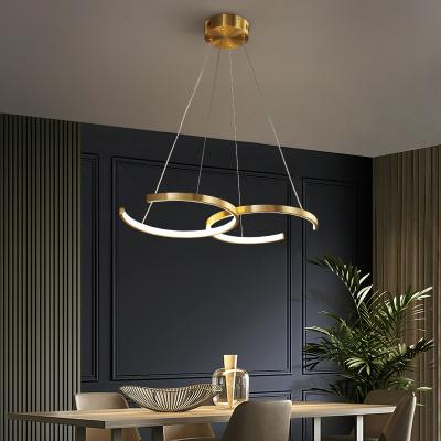 China Minimalist Interior Decorative Contemporary Black Gold White Ring Chandelier High Ceiling LED Pendant Lamp Lighting Fixtures On Sale for sale