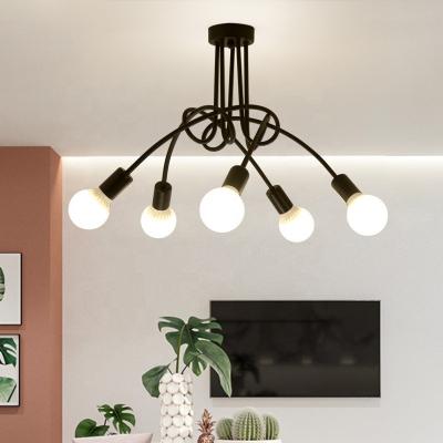 China Postmodern Cheap Price Retro Decorative Home Lighting Bedroom Living Room Study Room Multi-head Spider Ceiling Light Chandelier Lamps for sale