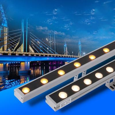 China Modern outdoor waterproof hotel bridge building wall decoration aluminum strip light dmx rgb led wall washer light for sale