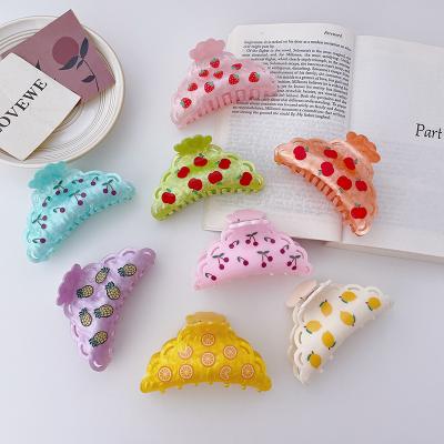 China RARA Hot Selling Soft Custom Made Hair Accessories Fashionable Memphis Clip Fruit Series Solid Color Acetate Female Hair Claw for sale