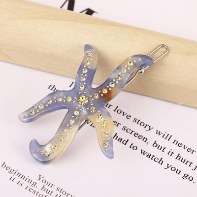 China RARA 6CM Soft Popular ISS Fashion Hair Accessories Wholesale Rhinestone Starfish Hair Clips Acetate Hair Clip for sale