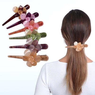 China Fashion RARA 14CM New Arrive Hair Clips Platypus Clips Trendy Women Big Flower Alligator Hair Clip Wholesale Acrylic Barrette for sale