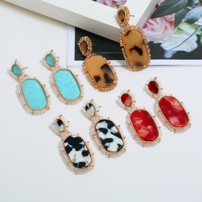 China Fashion RARA 6.5cm Hot Sale Cute Color Fashion ins Earrings Designer Diamond Bohemian Tortoise Acetate Earrings Sets for sale