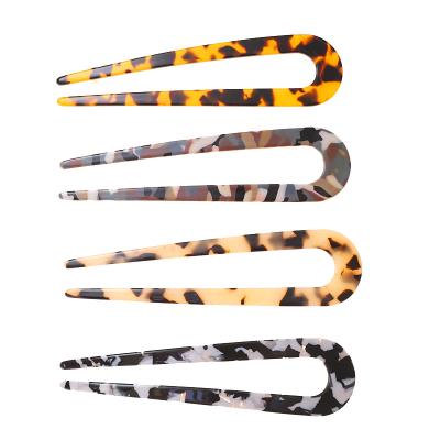 China Women's Hair Stick RARA 11.7CM Customized Insti Hair Accessories Turtle Hair Barrette Clips Acetate Hair Classic U Fork for sale