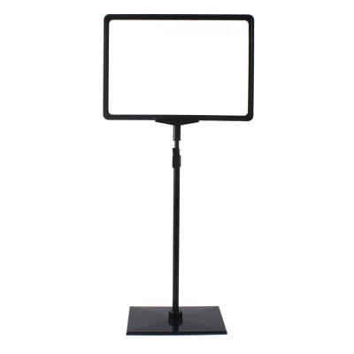 China Eco-friendly Wholesale Black Frame A4 POP Promotion Advertising Retractable Display Stand Aluminum Alloy Poster Stand for sale