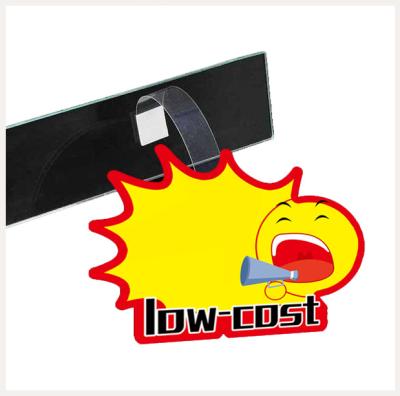 China Two ends with viscose can be glued on the shelf for swing belt supermarket retail paste billboard PVC card strip advertising plastic transparent plastic signboard display shelf for sale