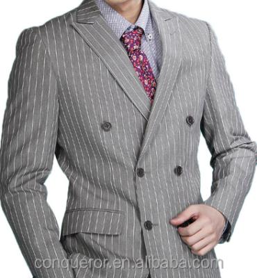 China Italian Gentlemen's Breast Stripe Anti-Shrink Double Breasted Suit 20150267 for sale