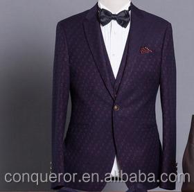 China Handsome men's purple suits custom made anti-shrink, slim fit suits 20150087 for sale