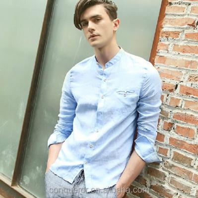 China Anti-pilling men's white linen shirt HOT! MSRL0056 for sale