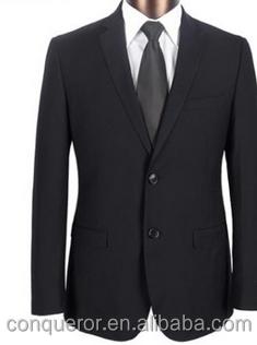 China Anti-pilling Black Wool “M Line” 2-Button Suit with Flat Front Pants (SHT1047) for sale