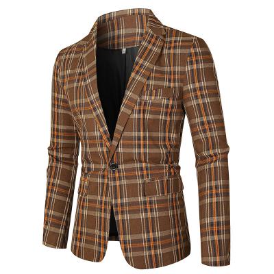 China Slim, handsome and casual British style men's suit spring and autumn brown men's breathable jacket for sale