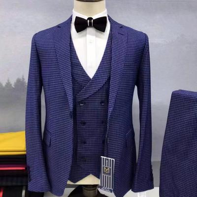 China Breathable Men Suit Plaid 3 Piece Spring Autumn Slim Fit Business Formal Casual Check Suits Office Work Party Prom Wedding Groom for sale