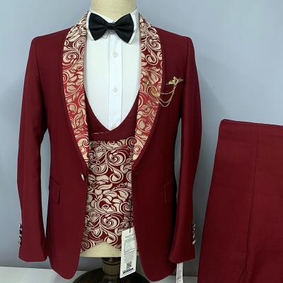 China OEM Breathable Dropship Original Factory Wedding Men Suit 3 Piece Slim Fit Suits Groom Printed Prom Blazer Terno Masculino Suit for sale