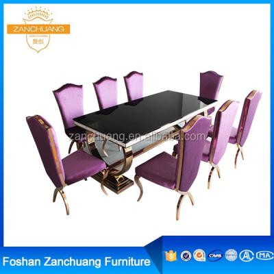 China Eco - Friendly Italian Style Stainless Steel Base Marble 8 Seaters Dining Table for sale