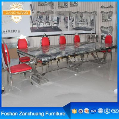 China Modern 10 seater dining table dining room table super comfortable high quality stainless steel metal for sale