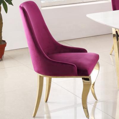 China Bedroom Luxury Stainless Steel Dining Chair PU Fabric Gold Seat for sale