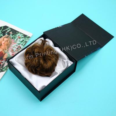 China Wholesale High Quality Eco Friendly Black Biodegradable Recycled Materials Wig Pleat Box With Ribbon for sale