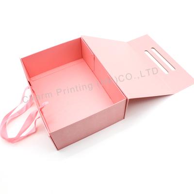 China Recycled Materials Lower Price Wholesale Eco Friendly Pink Package Paper Fold Gift Box for sale