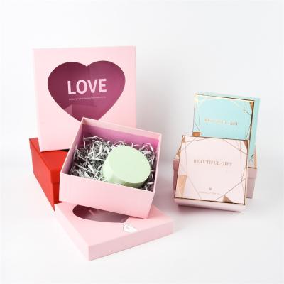 China Recycled Materials Fashion Valentine's Day Logo Custom Gift Box With Transparent Window for sale