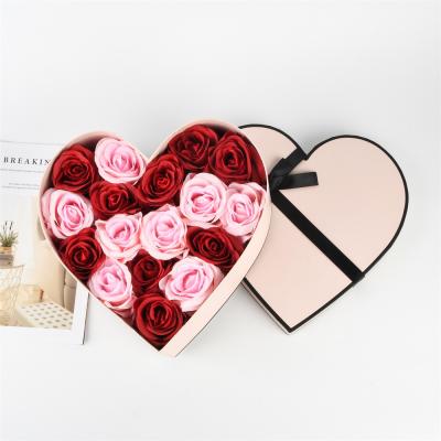 China Recycled Materials Customized Preseved Rose Flower Heart Shaped Logo Box Romantic Valentines Wedding Gift Box for sale