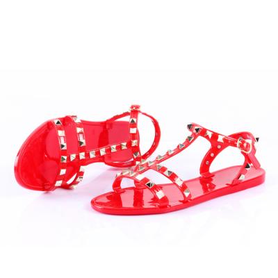 China 2021 New Style Rivet Summer Sandals Anti-slippery Flat Non-slip Shoes With Buckles Beach Jelly Shoes for sale