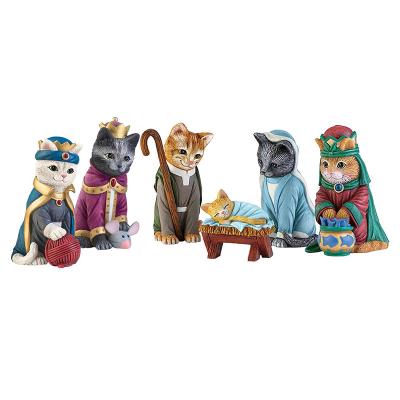 China Art Deco Wholesale New Royal Cat Birth Cat Family Sculpture Resin Decoration Creative Cat Resin Crafts for sale