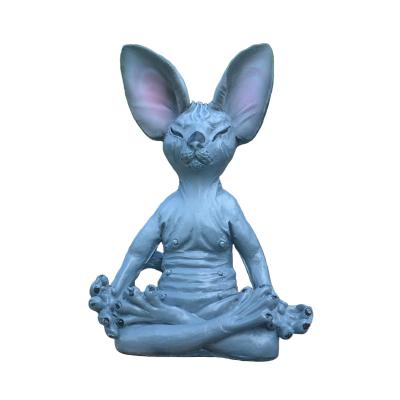 China Home Decoration Handicrafts Meditation Kitten Sitting Zen Creative Ornaments Garden Home Decoration  Resin Crafts for sale