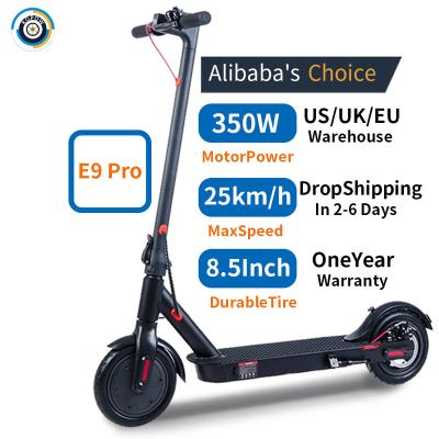 China Maxwheel E9pro Unisex Fast Lightweight Electric Scooters Spain Warehouse Stock 8.5 Inch Honeycomb Tire 350w 7.5ah Battery E Foldable Scooters for sale