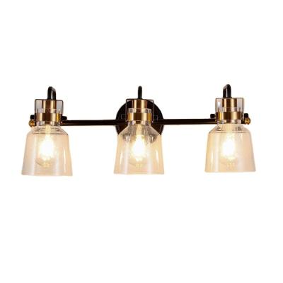 China ZG Modern Black Vanity Metal Wall Sconces Lamp Light with Clear Glass Shade for Bathroom Mirror Light Fixtures for sale