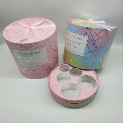 China Holographic Gift Skincare Packaging Craft Round Custom Logo Jewelry Lash Paper Box Packaging With Clear Window Front for sale