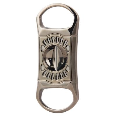 China CIGARISM Zinc Alloy Occasional Gunmetal Plating CNC Engraving Hollowed-out Cigar V Cutter for sale