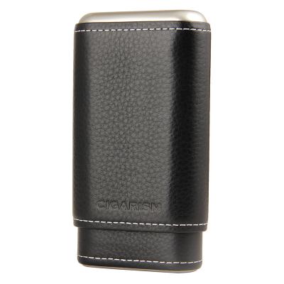 China CIGARISM Black Coffee Cedar Lined Cigar Travel Holder Case 3 Genuine Leather Account for sale