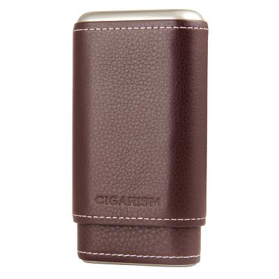 China CIGARISM Cedar Lined Cigar Travel Holder Genuine Leather Case 3 Count for sale