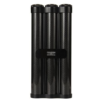 China Carbon Fiber CIGARISM Carbon Fiber Aluminum Alloy Cigar Moisturizing Tube Case 3 Count for sale