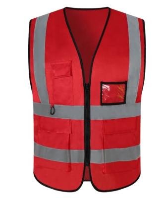 China Customized Worker Vest Reflective Traffic Police 100% Reflective Vest High Visibility Polyester Fabric Visibility Safety Vest for sale