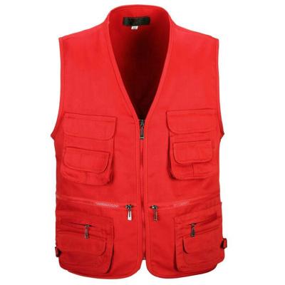 China Work Antibacterial Sleeveless Vest With Many Pockets Vest Manufacturing Cotton Outdoor Working Uniform Fishing Life Jacket for sale