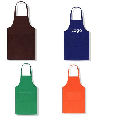 China Cleaning Hot-selling OEM Comfortable Plain Color Kitchen Apron With 2 Pocket for sale