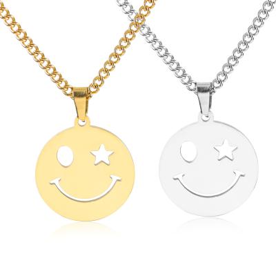 China Chain Punk Smiley Face Necklace Goth Hip Pendant Necklace for Gothic Couples Streetwear Girl Men Women Neck Chain for sale