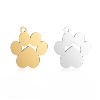 China Wholesale Cute Rose Gold /Gold Paw Print Design Stainless Steel Silver Pendant Charms For Jewelry Bracelet Necklace Making for sale