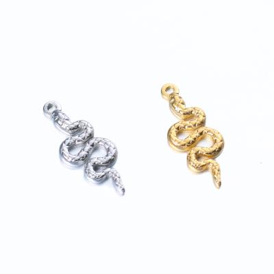 China Wholesale Cute Stainless Steel Jewelry Silver/Gold Snake Animal Pendant Charm For Jewelry Bracelet Necklace Dropshipping for sale