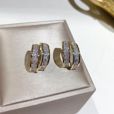 China TRENDY Earring Jewelry Minimalist 18k Gold Plated Zircon 925 Silver Hoop Huggie For Women for sale