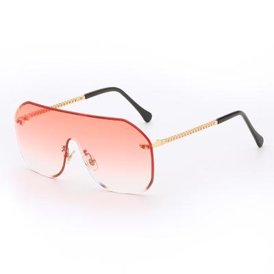 China Fashion Sunglasses Fit One Piece Sunglasses Shape Oversized Rectangle Rimless Sunglasses for sale