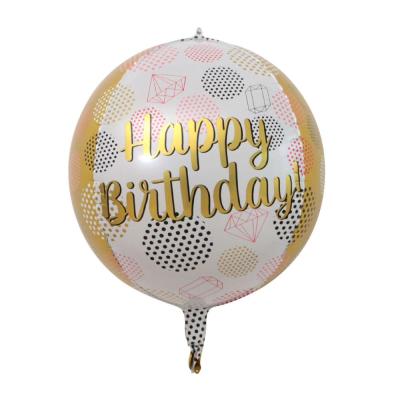 China Gift Toy Happy Birthday Gold Round Mylar Foil Party Balloons for sale