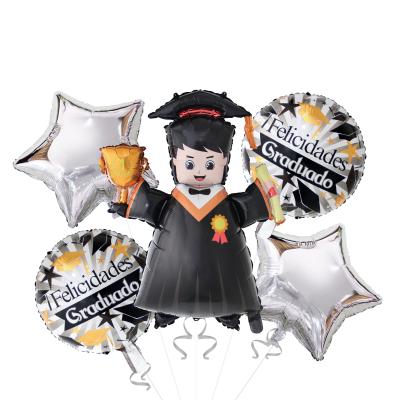 China Gift Toy Amazon Congrate Graduate Graduation Trophy Doctor Trophy Helium 5pcs Set Foil Balloon Group College Graduation Party Decoration for sale