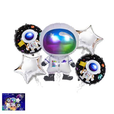 China New Gift Toy Astronaut 5pcs Galaxy Space Globos Soar Foil Balloon Retail Packing Set For Birthday for sale